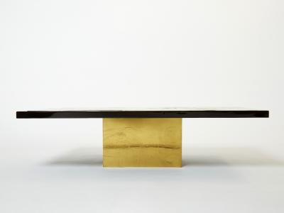 Christian Krekels Christian Krekels signed Belgian Etched brass Agate Coffee Table 1979