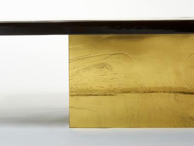Christian Krekels Christian Krekels signed Belgian Etched brass Agate Coffee Table 1979