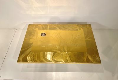 Christian Krekels Etched Brass Coffee Table By C Krekels