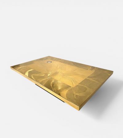 Christian Krekels Etched Brass Coffee Table By C Krekels
