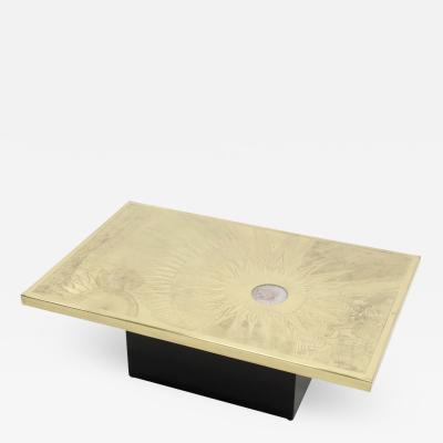 Christian Krekels Etched brass coffee table by Christian Krekels Signed and date 1976 
