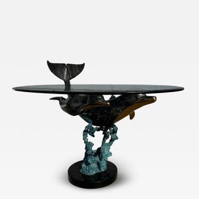 Christian Lassen Signed 15 75 Limited Edition Bronze Dolphins Swimming Table
