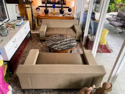 Christian Liaigre Christian Liaigre for Holly Hunt Custom Made Boudha Upholstered Loveseats 2 