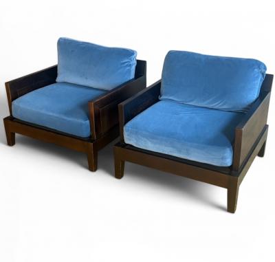 Christian Liaigre Pair of Christian Liaigre Opium Club Chairs in Velvet