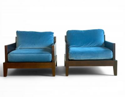 Christian Liaigre Pair of Christian Liaigre Opium Club Chairs in Velvet