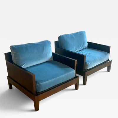 Christian Liaigre Pair of Christian Liaigre Opium Club Chairs in Velvet