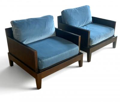 Christian Liaigre Pair of Christian Liaigre Opium Club Chairs in Velvet
