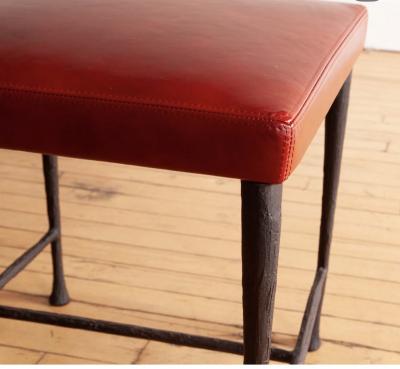 Christian Liaigre Pair of Christian Liaigre Sudd Stools Red Leather