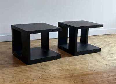 Christian Liaigre Set of 2 Christian Liaigre Pacha Side Tables Ebonized Oak