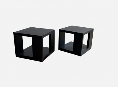 Christian Liaigre Set of 2 Christian Liaigre Pacha Side Tables Ebonized Oak