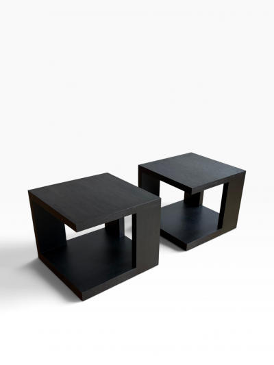 Christian Liaigre Set of 2 Christian Liaigre Pacha Side Tables Ebonized Oak