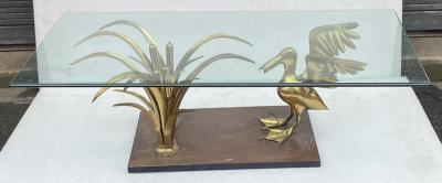 Christian Techoueyres 1970 Pelican and Reed Coffee Table in Bronze by Christian Techoueyres