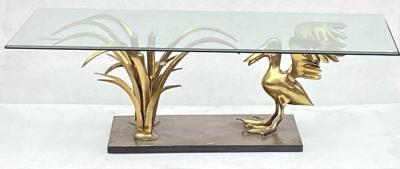 Christian Techoueyres 1970 Pelican and Reed Coffee Table in Bronze by Christian Techoueyres
