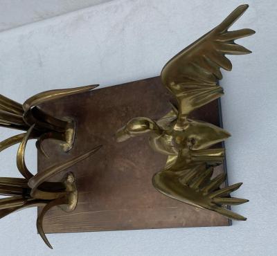 Christian Techoueyres 1970 Pelican and Reed Coffee Table in Bronze by Christian Techoueyres