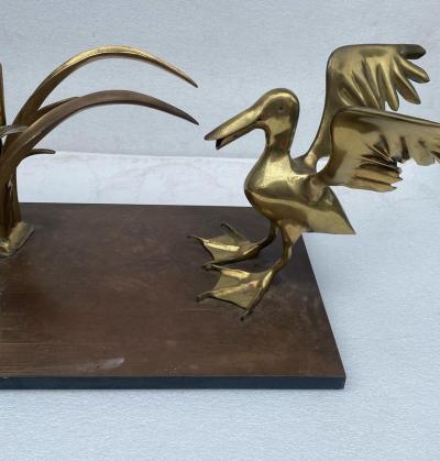 Christian Techoueyres 1970 Pelican and Reed Coffee Table in Bronze by Christian Techoueyres