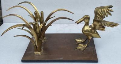 Christian Techoueyres 1970 Pelican and Reed Coffee Table in Bronze by Christian Techoueyres