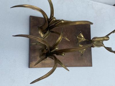 Christian Techoueyres 1970 Pelican and Reed Coffee Table in Bronze by Christian Techoueyres