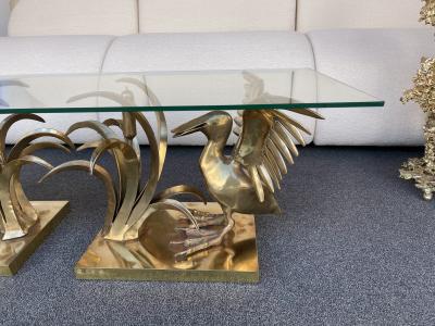 Christian Techoueyres Bronze Pelican and Reed Coffee Table by Christian Techoueyres France 1970s