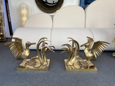 Christian Techoueyres Bronze Pelican and Reed Coffee Table by Christian Techoueyres France 1970s