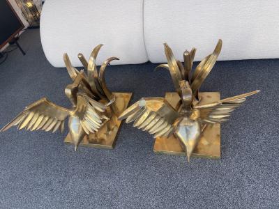 Christian Techoueyres Bronze Pelican and Reed Coffee Table by Christian Techoueyres France 1970s