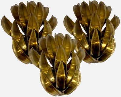 Christian Techoueyres Set of three agave sconces attributed to Christian Techoueyres France 1970