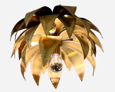 Christian Techoueyres Solid brass Agave pendant light Christian Techoueyres France circa 1970