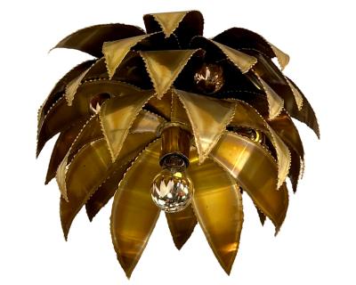 Christian Techoueyres Solid brass Agave pendant light Christian Techoueyres France circa 1970