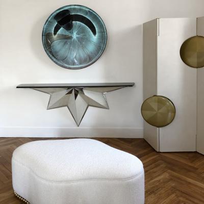 Christophe Gaignon RISING STORM Blue Gray Silver mirror 120 cm