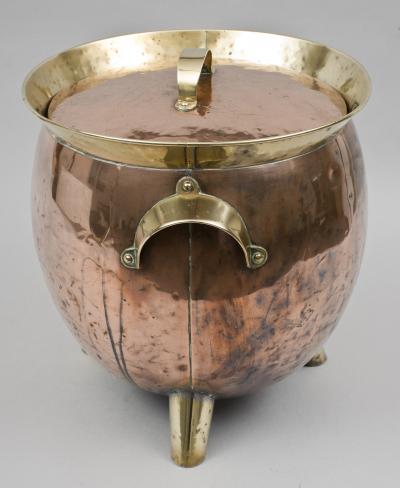 Christopher Dresser Antique English Victorian Copper and Brass Coal Scuttle Circa 1890
