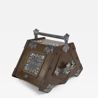 Christopher Dresser Dr C Dresser Attri Aesthetic Movement Walnut Coal Scuttle with Stylized Mounts