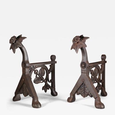 Christopher Dresser Dr C Dresser style Of A Pair of Arts Crafts Cast Iron Fire Dogs