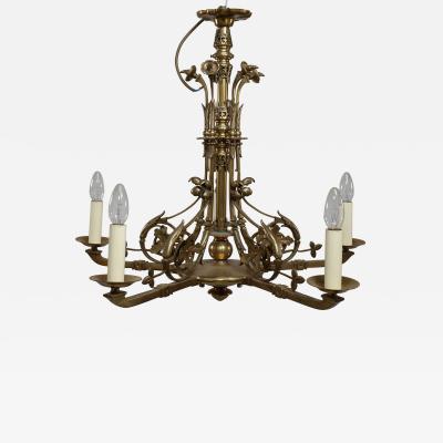 Christopher Dresser Dr Christopher Dresser manner An Aesthetic Movement brass five arm chandelier
