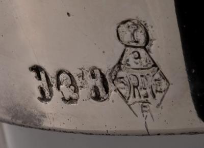 Christopher Dresser Pair of Christopher Dresser Silver Plated Ebony and Glass Wine Decanters 1881