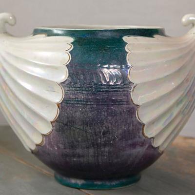 Christopher Dressner Large Art Nouveau Ceramic Glazed Pot Designed by Christopher Dressner