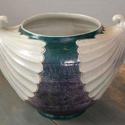 Christopher Dressner Large Art Nouveau Ceramic Glazed Pot Designed by Christopher Dressner