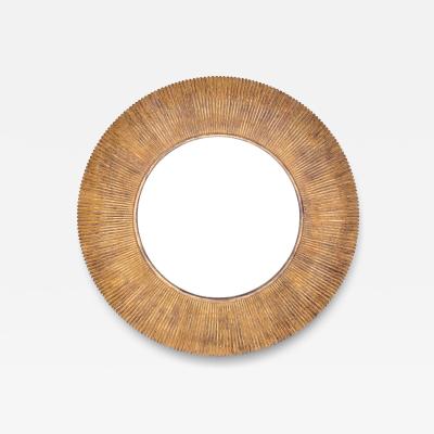 Christopher Guy Large round mirror with pleated decoration by C Guy Indonesia circa 1990
