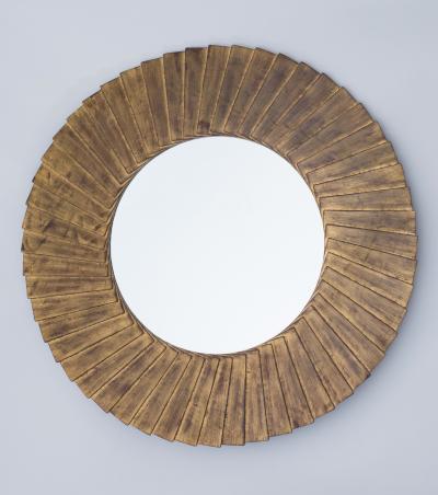 Christopher Guy Round mirror with pleated wooden frame Ed Christopher Guy Singapore circa 2018