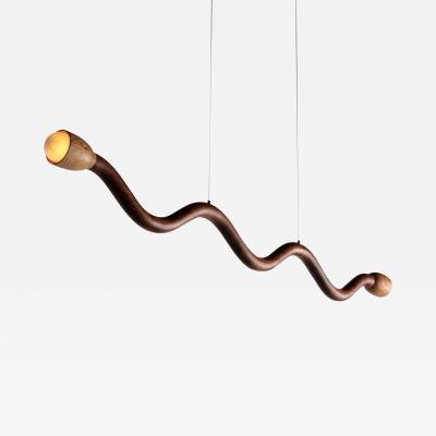 Christopher Miano Squiggle Pendant Light Hand sculpted Walnut Red Oak