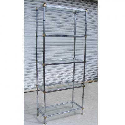 Chrome And Glass Modernist Etagere Shelf Unit