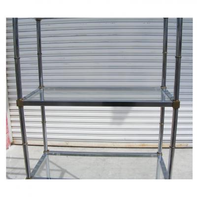 Chrome And Glass Modernist Etagere Shelf Unit