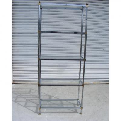 Chrome And Glass Modernist Etagere Shelf Unit