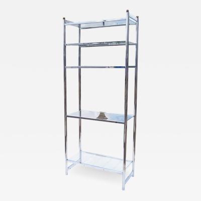 Chrome And Glass Modernist Etagere Shelf Unit