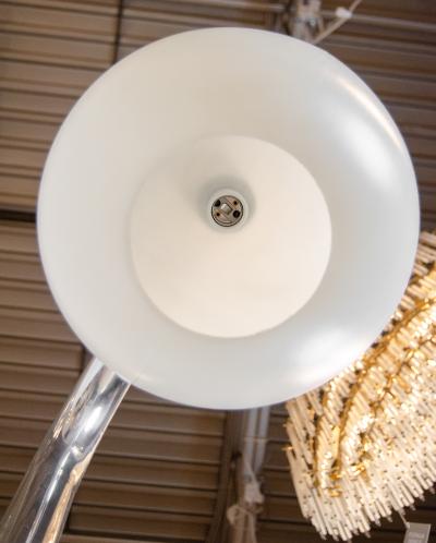 Chrome Arc and Frosted Shade Floor Lamp