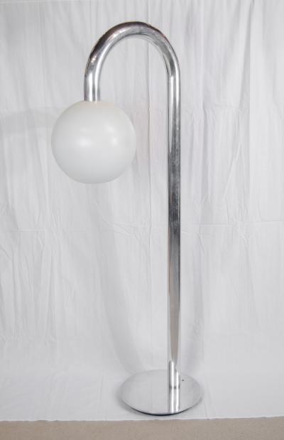 Chrome Arc and Frosted Shade Floor Lamp