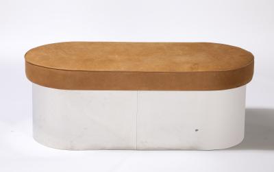 Chrome Bench with Leather Seat Cushion Italy circa 1970