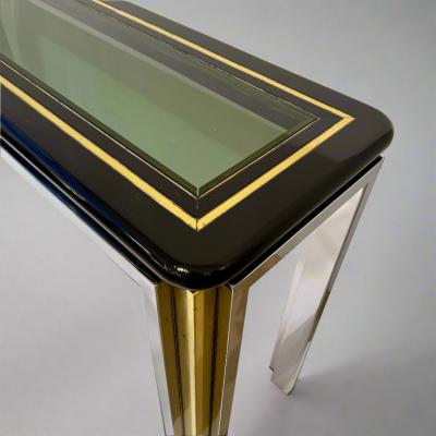 Chrome Brass and Glass Console Table Italy 1970s