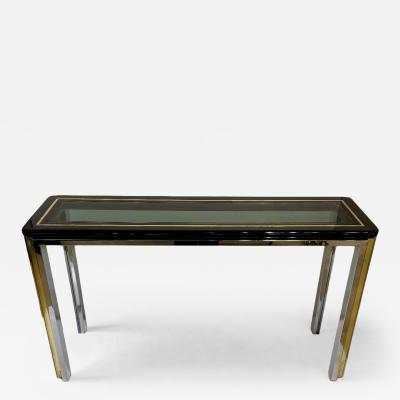 Chrome Brass and Glass Console Table Italy 1970s