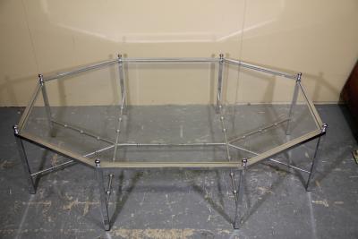 Chrome Octogonal Coffee Table by Maison Jansen with great faux bamboo stretchers