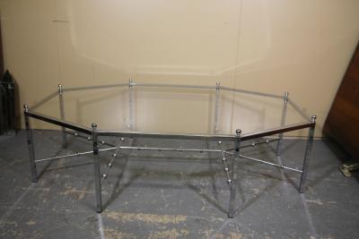 Chrome Octogonal Coffee Table by Maison Jansen with great faux bamboo stretchers