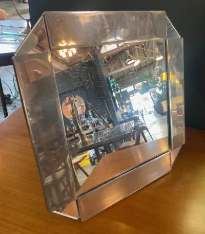 Chrome Plated Vanity Square Table Mirror circa 1970s